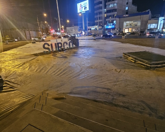 Instalación de Geomembrana para el Mejoramiento Paisajista del Óvalo Higuereta- Surco