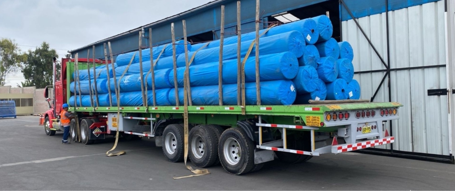 Despacho de geotextil no tejido