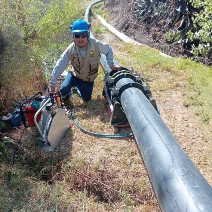 Servicio de termofusión de tuberías HDPE de 250mm en Ocros - Ancásh