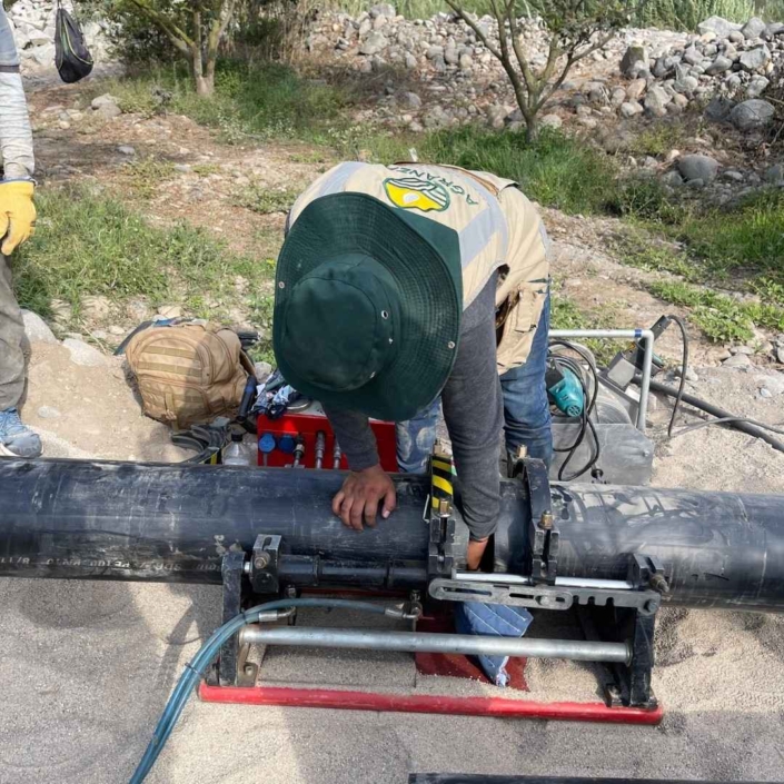Termofusión de tuberías HDPE de 250mm SDR 17 - PE 100 en Huaral - Lima